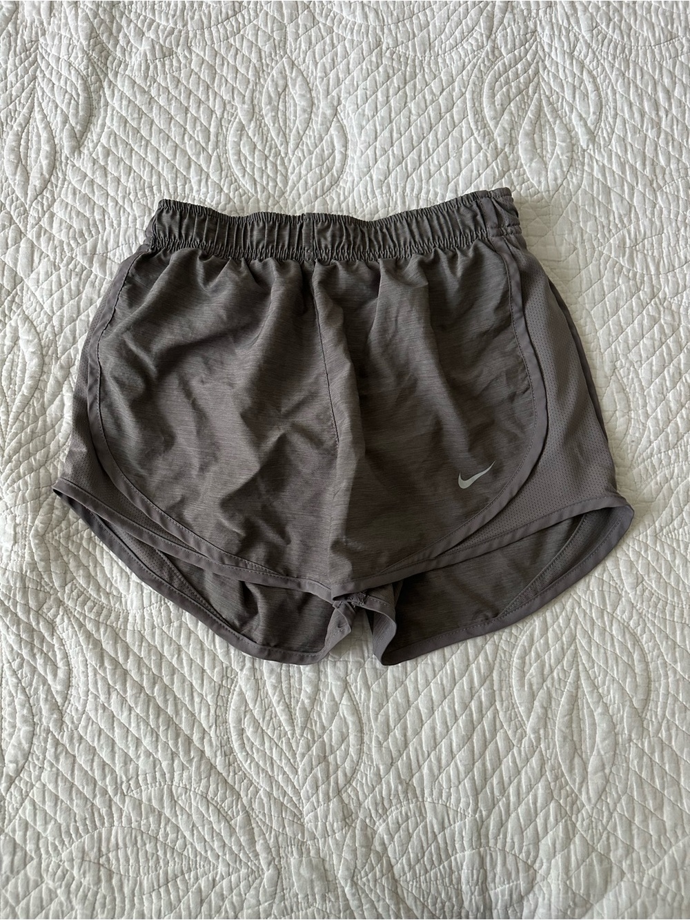 Nike Women's Grey Athletic Running Shorts with Reflective Swoosh